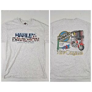Harley Davidson T-Shirt Men Medium Land Of The Free Vintage USA New Orleans